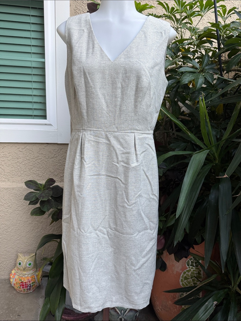 Banana Republic Silver V-Neck Sheath Dress Wool Blend